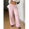 imageWomens Drawstring Waist Straight Streetwear Wide Leg Sweatpants Casual Loose Baggy Workout Long Summer PantsLight Pink