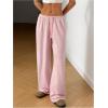 imageWomens Drawstring Waist Straight Streetwear Wide Leg Sweatpants Casual Loose Baggy Workout Long Summer PantsLight Pink