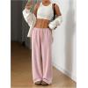 imageWomens Drawstring Waist Straight Streetwear Wide Leg Sweatpants Casual Loose Baggy Workout Long Summer PantsLight Pink
