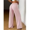 imageWomens Drawstring Waist Straight Streetwear Wide Leg Sweatpants Casual Loose Baggy Workout Long Summer PantsLight Pink