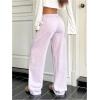 imageWomens Drawstring Waist Straight Streetwear Wide Leg Sweatpants Casual Loose Baggy Workout Long Summer PantsMauve Purple
