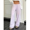 imageWomens Drawstring Waist Straight Streetwear Wide Leg Sweatpants Casual Loose Baggy Workout Long Summer PantsMauve Purple