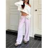 imageWomens Drawstring Waist Straight Streetwear Wide Leg Sweatpants Casual Loose Baggy Workout Long Summer PantsMauve Purple