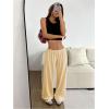 imageWomens Drawstring Waist Straight Streetwear Wide Leg Sweatpants Casual Loose Baggy Workout Long Summer PantsPlain Apricot