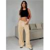 imageWomens Drawstring Waist Straight Streetwear Wide Leg Sweatpants Casual Loose Baggy Workout Long Summer PantsPlain Apricot