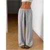 imageWomens Drawstring Waist Straight Streetwear Wide Leg Sweatpants Casual Loose Baggy Workout Long Summer PantsPlain Grey