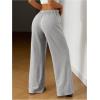imageWomens Drawstring Waist Straight Streetwear Wide Leg Sweatpants Casual Loose Baggy Workout Long Summer PantsPlain Grey