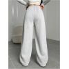 imageWomens Drawstring Waist Straight Streetwear Wide Leg Sweatpants Casual Loose Baggy Workout Long Summer PantsPure Light Grey