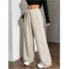 imageWomens Drawstring Waist Straight Streetwear Wide Leg Sweatpants Casual Loose Baggy Workout Long Summer PantsSolid Beige