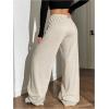 imageWomens Drawstring Waist Straight Streetwear Wide Leg Sweatpants Casual Loose Baggy Workout Long Summer PantsSolid Beige
