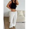 imageWomens Drawstring Waist Straight Streetwear Wide Leg Sweatpants Casual Loose Baggy Workout Long Summer PantsWhite