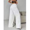 imageWomens Drawstring Waist Straight Streetwear Wide Leg Sweatpants Casual Loose Baggy Workout Long Summer PantsWhite