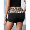 imageWomens Elastic Waist Skinny Mini Shorts Casual Low Rise Y2K Shorts LoungeBlack Leopard