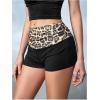 imageWomens Elastic Waist Skinny Mini Shorts Casual Low Rise Y2K Shorts LoungeBlack Leopard