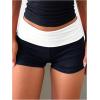 imageWomens Elastic Waist Skinny Mini Shorts Casual Low Rise Y2K Shorts LoungeBlack and White