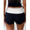 imageWomens Elastic Waist Skinny Mini Shorts Casual Low Rise Y2K Shorts LoungeBlack and White