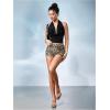 imageWomens Elastic Waist Skinny Mini Shorts Casual Low Rise Y2K Shorts LoungeBrown