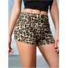 imageWomens Elastic Waist Skinny Mini Shorts Casual Low Rise Y2K Shorts LoungeBrown