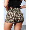 imageWomens Elastic Waist Skinny Mini Shorts Casual Low Rise Y2K Shorts LoungeBrown