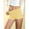 imageWomens Elastic Waist Skinny Mini Shorts Casual Low Rise Y2K Shorts LoungeYellow