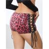 imageWomens Lace Up Rhinestone Leopard Shorts Elastic Low Waist Y2K Bodycon Mini Shorts ClubwearBurgundy