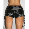 imageWomens Lace Up Rhinestone Leopard Shorts Elastic Low Waist Y2K Bodycon Mini Shorts ClubwearStar Black