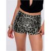 imageWomens Leopard Sequin Mini Shorts Drop Waist Skinny Y2K Shorts Club Rave BottomsBlack