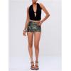 imageWomens Leopard Sequin Mini Shorts Drop Waist Skinny Y2K Shorts Club Rave BottomsBlack