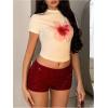 imageWomens Leopard Sequin Mini Shorts Drop Waist Skinny Y2K Shorts Club Rave BottomsRose Red
