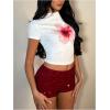 imageWomens Leopard Sequin Mini Shorts Drop Waist Skinny Y2K Shorts Club Rave BottomsRose Red