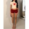 imageWomens Leopard Sequin Mini Shorts Drop Waist Skinny Y2K Shorts Club Rave BottomsRose Red