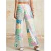 imageWomens Patchwork Graphic Pant Colorblock High Waisted Straight Leg Boho PantsGreen Multicolor