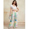 imageWomens Patchwork Graphic Pant Colorblock High Waisted Straight Leg Boho PantsGreen Multicolor