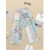 imageWomens Patchwork Graphic Pant Colorblock High Waisted Straight Leg Boho PantsGrey