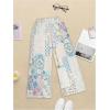 imageWomens Patchwork Graphic Pant Colorblock High Waisted Straight Leg Boho PantsGrey