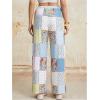 imageWomens Patchwork Graphic Pant Colorblock High Waisted Straight Leg Boho PantsMulticoloured