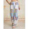 imageWomens Patchwork Graphic Pant Colorblock High Waisted Straight Leg Boho PantsMulticoloured