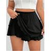 imageWomens Plus Size Skorts Tiered Layer Ruffle Hem Skirts High Waist Lettuce Trim Mini Summer ShortsBlack