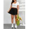 imageWomens Plus Size Skorts Tiered Layer Ruffle Hem Skirts High Waist Lettuce Trim Mini Summer ShortsBlack