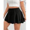 imageWomens Plus Size Skorts Tiered Layer Ruffle Hem Skirts High Waist Lettuce Trim Mini Summer ShortsBlack