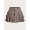imageWomens Plus Size Skorts Tiered Layer Ruffle Hem Skirts High Waist Lettuce Trim Mini Summer ShortsMulticolor
