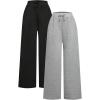 imageGirls 2 Pack Wide Leg Sweatpants Waist Casual Track Pants Baggy TrousersMulticolor