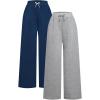 imageGirls 2 Pack Wide Leg Sweatpants Waist Casual Track Pants Baggy TrousersMulticoloured