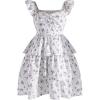 imageGirls Floral Summer Dress Ruffle Shirred High Waist Ruched Sweetheart A Line Spring DressMulticolor