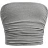 imageGirls Ruched Strapless Tube Top Sleeveless Cropped Bandeau Basic Summer Cute Tops for GirlsLight Grey