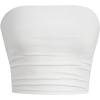 imageGirls Ruched Strapless Tube Top Sleeveless Cropped Bandeau Basic Summer Cute Tops for GirlsPure White