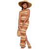 imageGirls Summer Boho Striped Sleeveless Tank Dress  Square Neck Split Thigh Long MaxiOrange Yellow