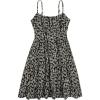 imageGirls Summer Dress Floral Ruffle Hem Spaghetti Strap Ruched Bust Cami Short Dress SundressBlack and White