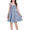 imageGirls Summer Dress Floral Ruffle Hem Spaghetti Strap Ruched Bust Cami Short Dress SundressBlue