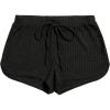 imageWomens Casual Elastic Waist Track Shorts Wide Leg Knot Front Waffle Knit Shorts Workout LoungeBlack